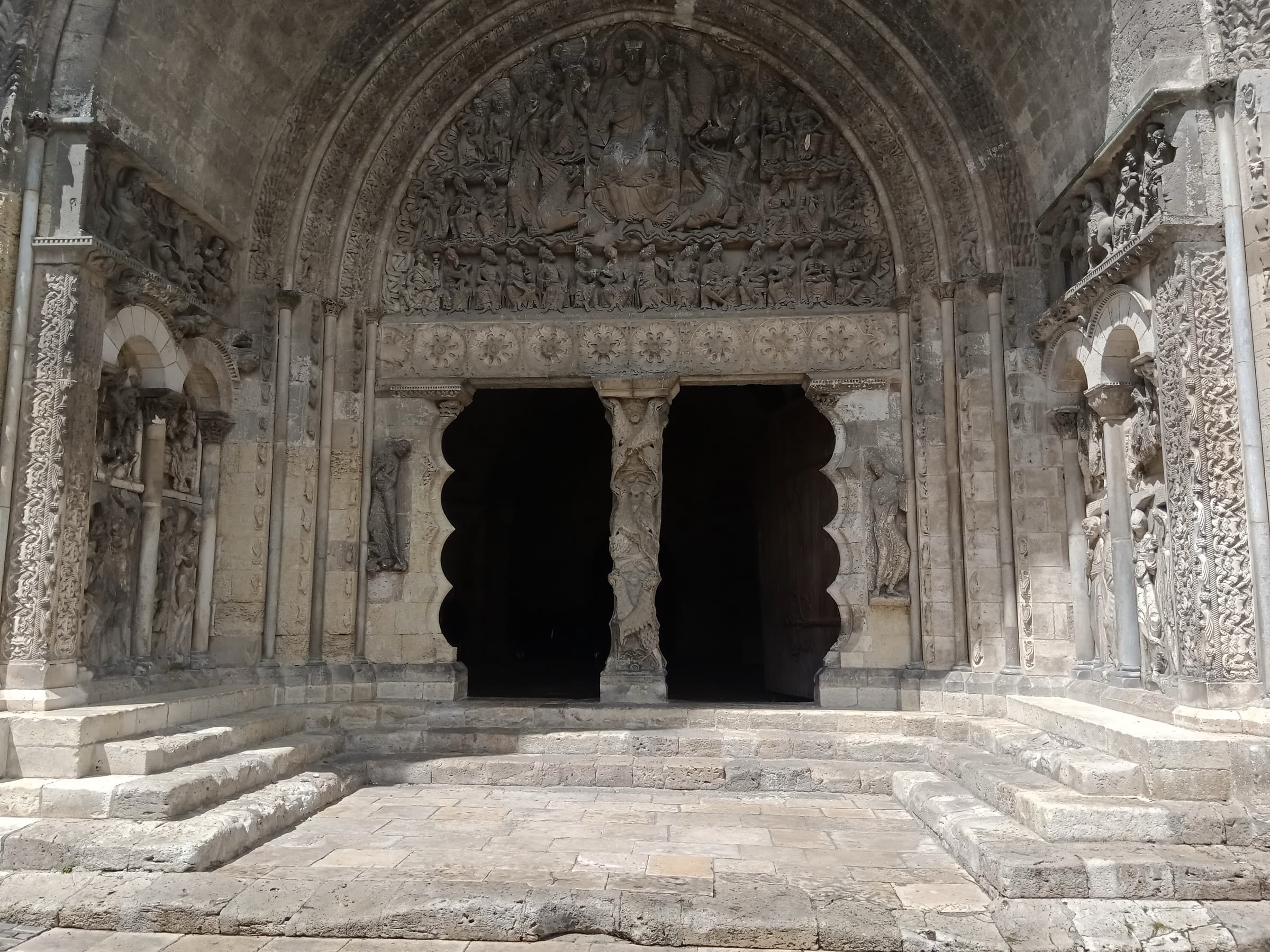 The carved Romanesque south portal at Moissac, Christ in Majesty on the tympanum above the doorway
